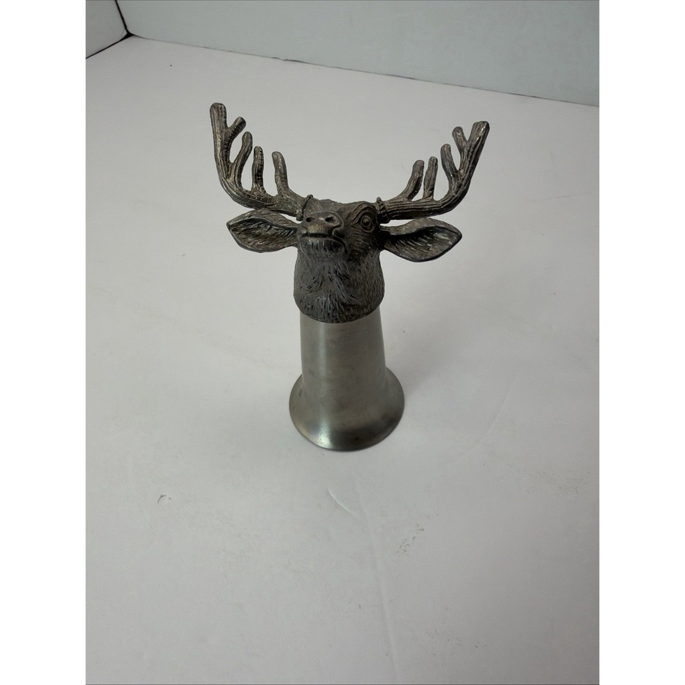 Jägermeister Bar Shot Glass - Deer Stag Buck Elk Head - Pewter & Stainless Metal